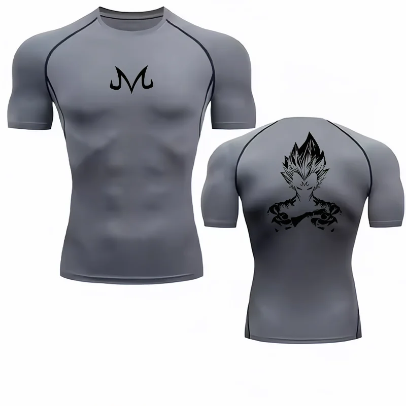 Bandai Dragon Ball Z Men T-shirt Majin Vegeta Compression Fitness Gym Quick Dry Sport T Shirt Comfortable Breathable Streetwear