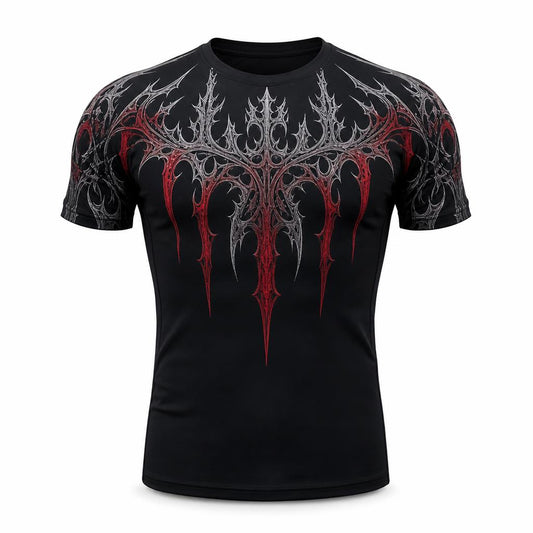 Camiseta deportiva negra con estampado gotico