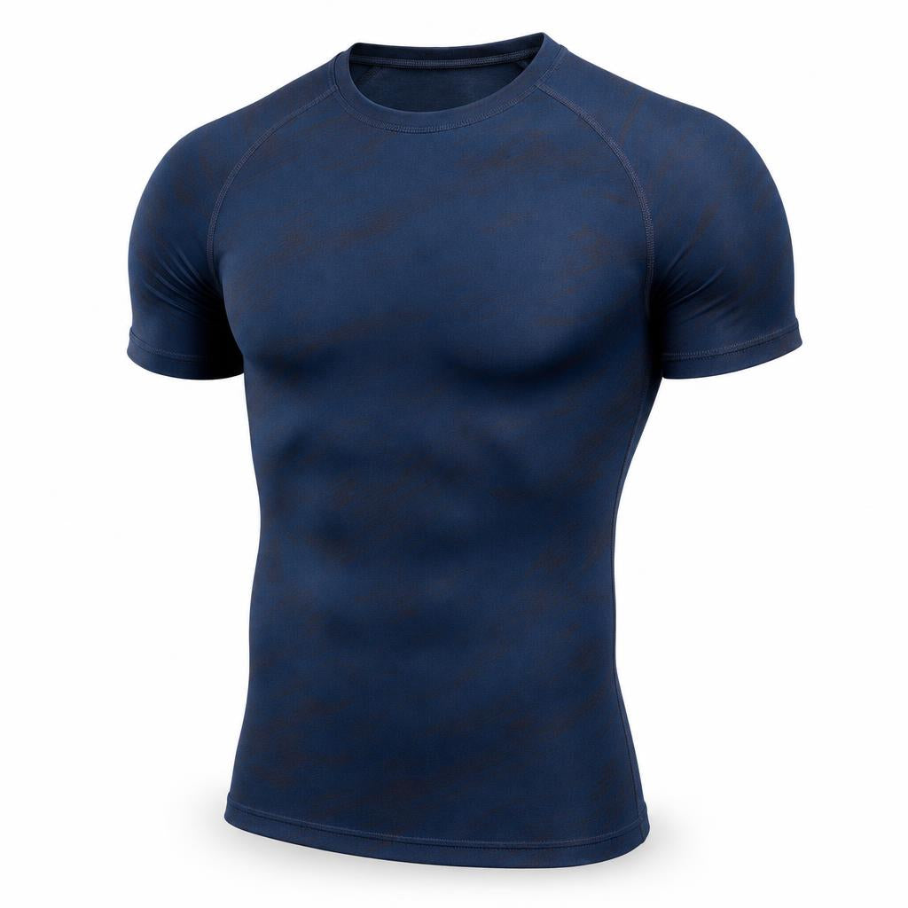 Camiseta de compresion deportiva azul marino
