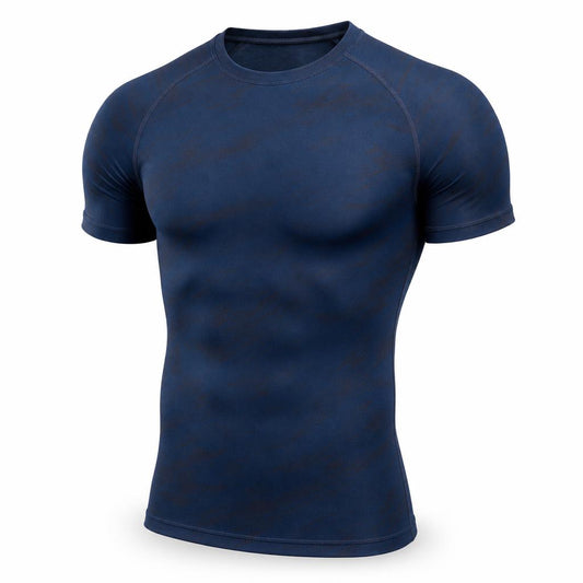 Camiseta de compresion deportiva azul marino