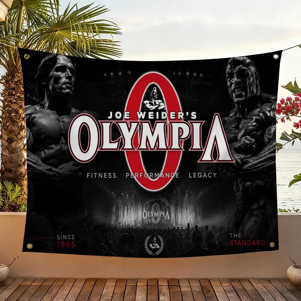 O-Olympia Fitness Flags Home Yard & Garden Decor Banner - Indoor Outdoor Wall Hanging Flag