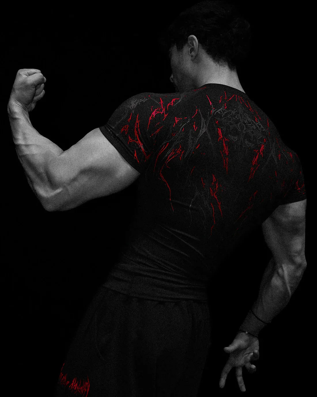 Advanced New Night Monster Gothic Style Abstract Art Muscle Totem Strength Men's Dark Functional Short Sleeve Running T-shirt