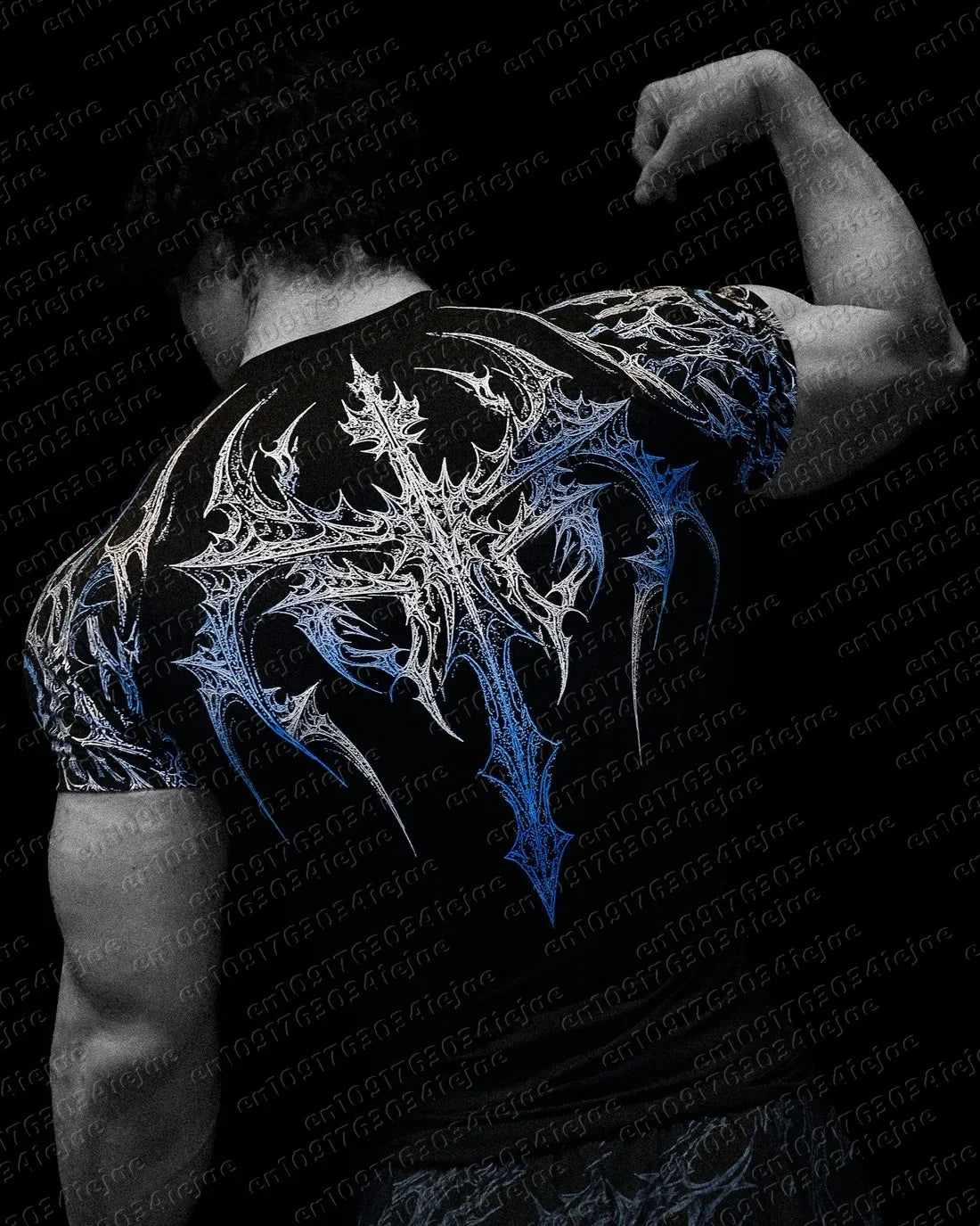 New Summer T-shirt Men's Gothic Print Muscle Tee High Elasticity and Quick Drying Exercise Bodybuilding Training Kid T-shirt