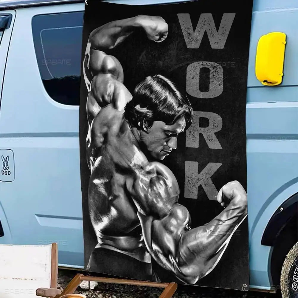 Arnold Schwarzenegger Bodybuilding Fitness Retro Flags Multiple Choice Living Studio Booth Interior Decoration Banner