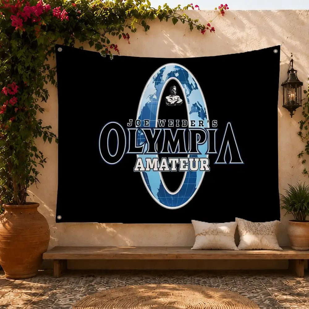 O-Olympia Fitness Flags Home Yard & Garden Decor Banner - Indoor Outdoor Wall Hanging Flag