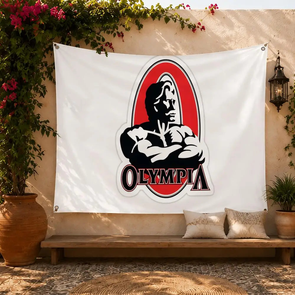 O-Olympia Fitness Flags Home Yard & Garden Decor Banner - Indoor Outdoor Wall Hanging Flag