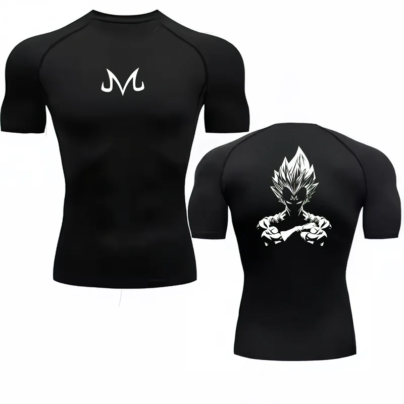 Bandai Dragon Ball Z Men T-shirt Majin Vegeta Compression Fitness Gym Quick Dry Sport T Shirt Comfortable Breathable Streetwear