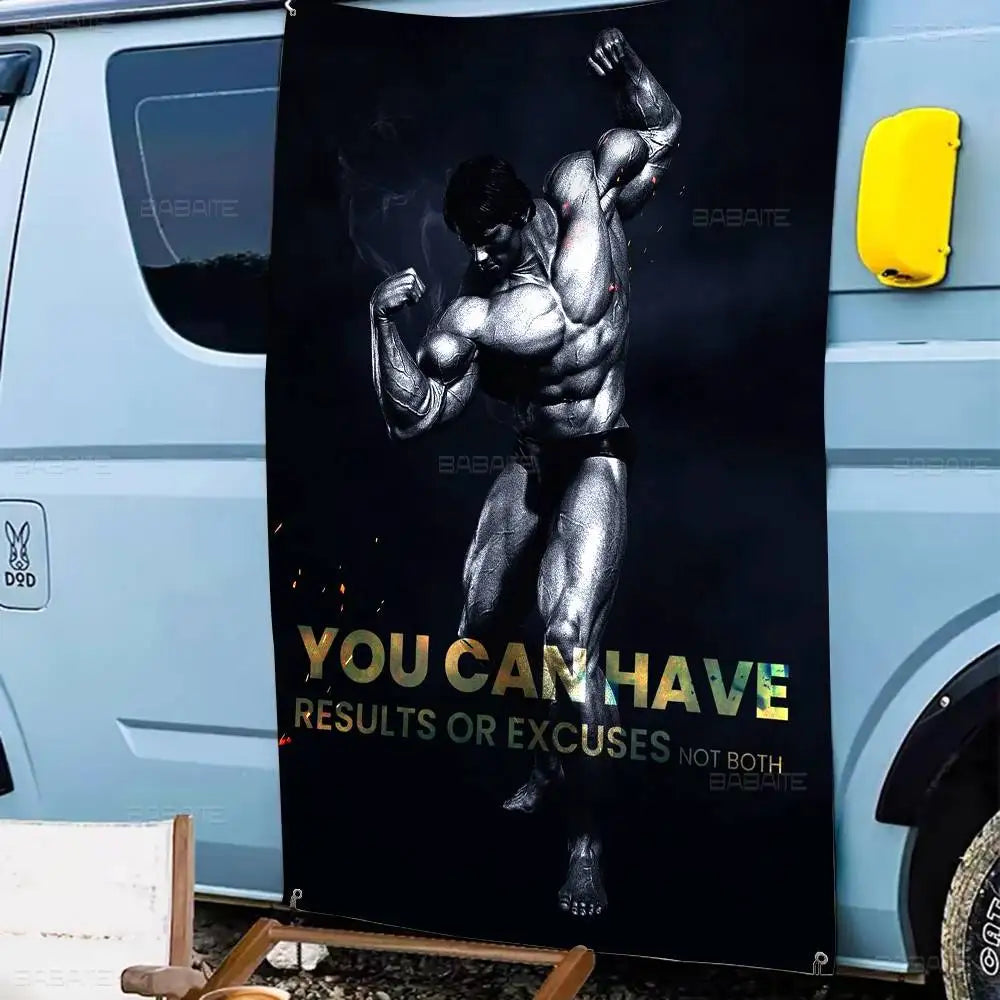 Arnold Schwarzenegger Bodybuilding Fitness Retro Flags Multiple Choice Living Studio Booth Interior Decoration Banner