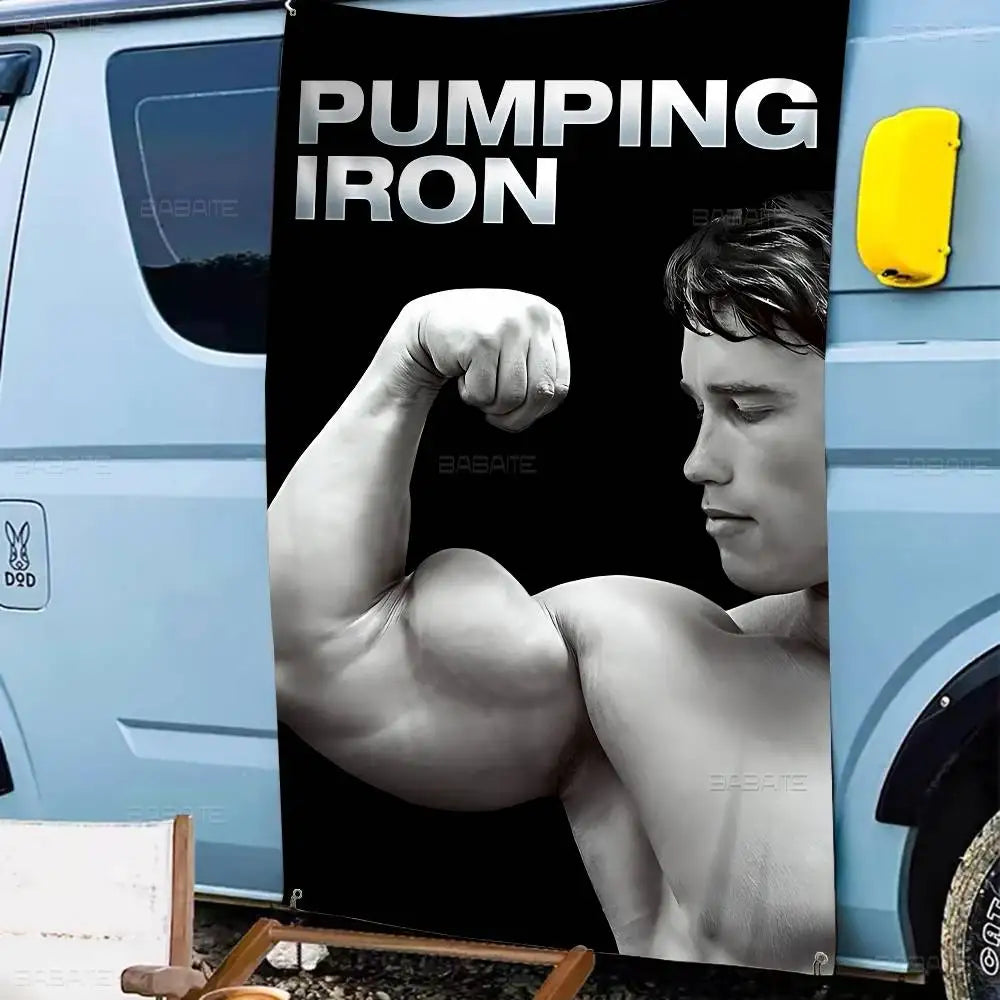 Arnold Schwarzenegger Bodybuilding Fitness Retro Flags Multiple Choice Living Studio Booth Interior Decoration Banner