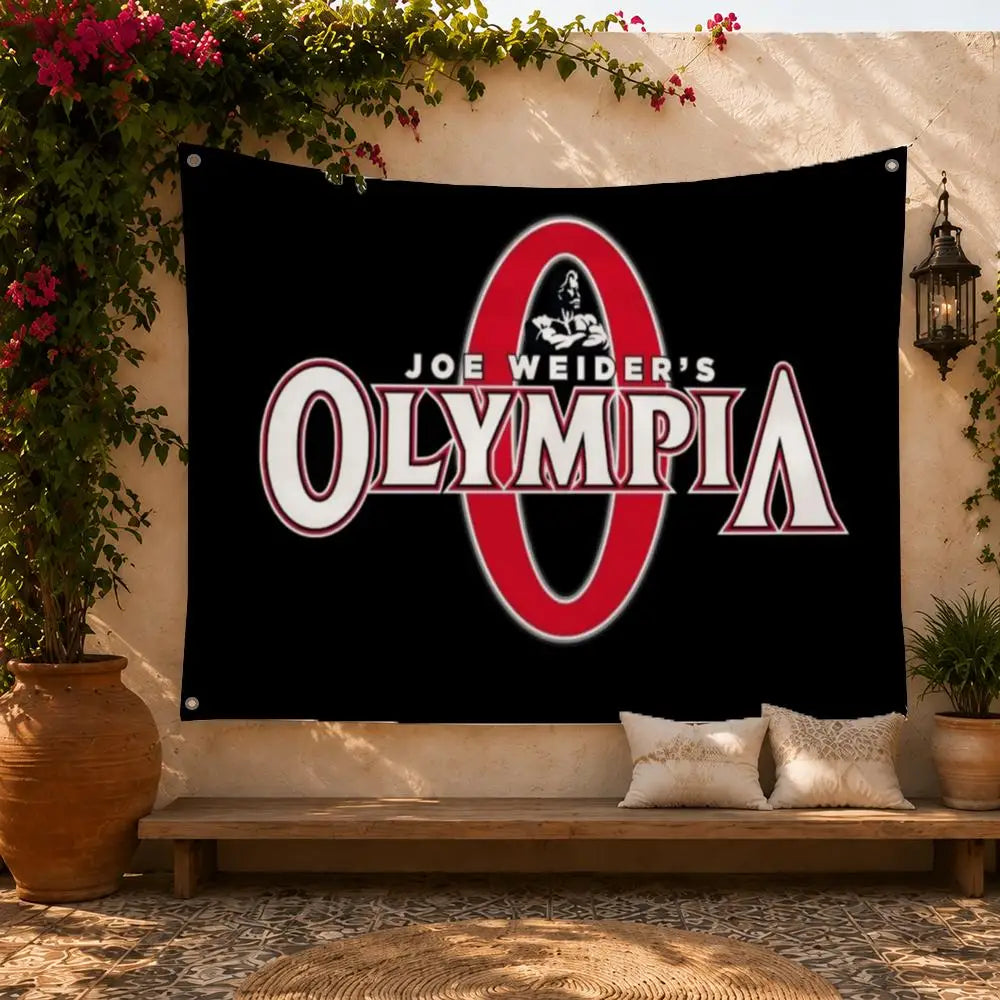 O-Olympia Fitness Flags Home Yard & Garden Decor Banner - Indoor Outdoor Wall Hanging Flag