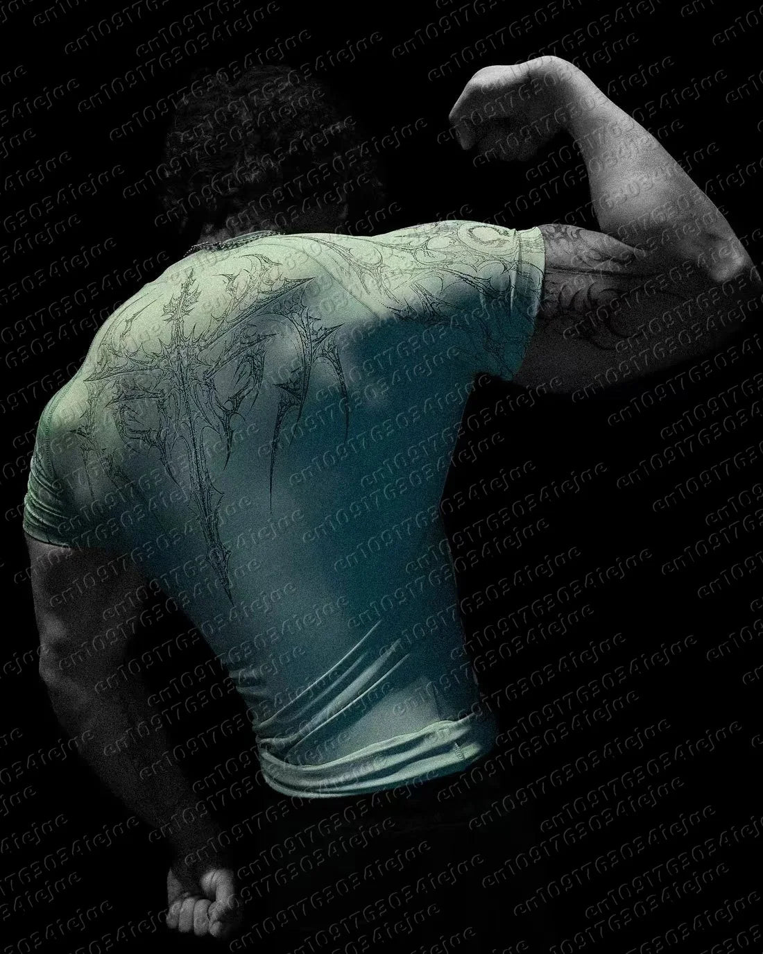 New Summer T-shirt Men's Gothic Print Muscle Tee High Elasticity and Quick Drying Exercise Bodybuilding Training Kid T-shirt