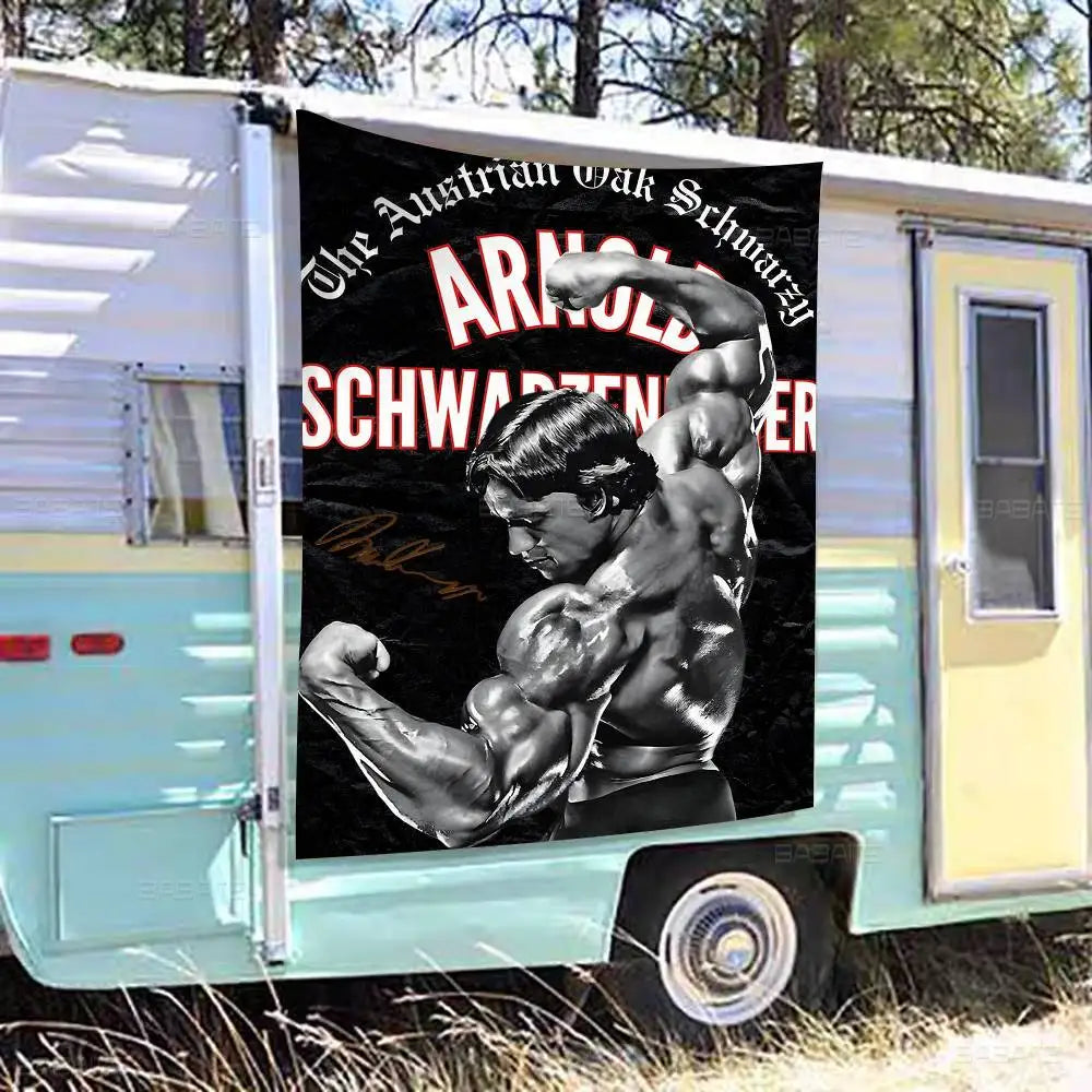 Arnold Schwarzenegger Bodybuilding Fitness Retro Flags Multiple Choice Living Studio Booth Interior Decoration Banner