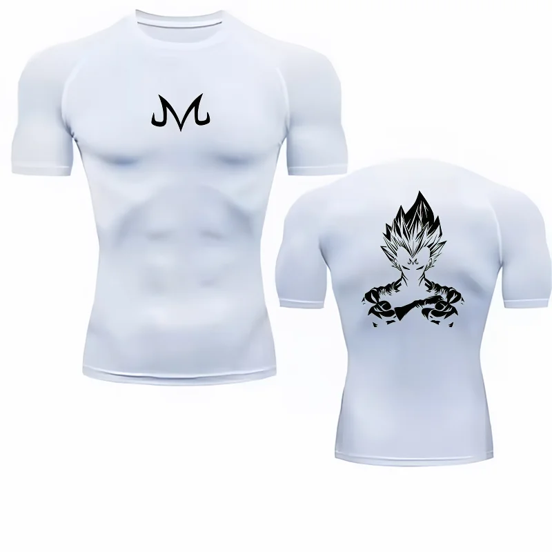 Bandai Dragon Ball Z Men T-shirt Majin Vegeta Compression Fitness Gym Quick Dry Sport T Shirt Comfortable Breathable Streetwear