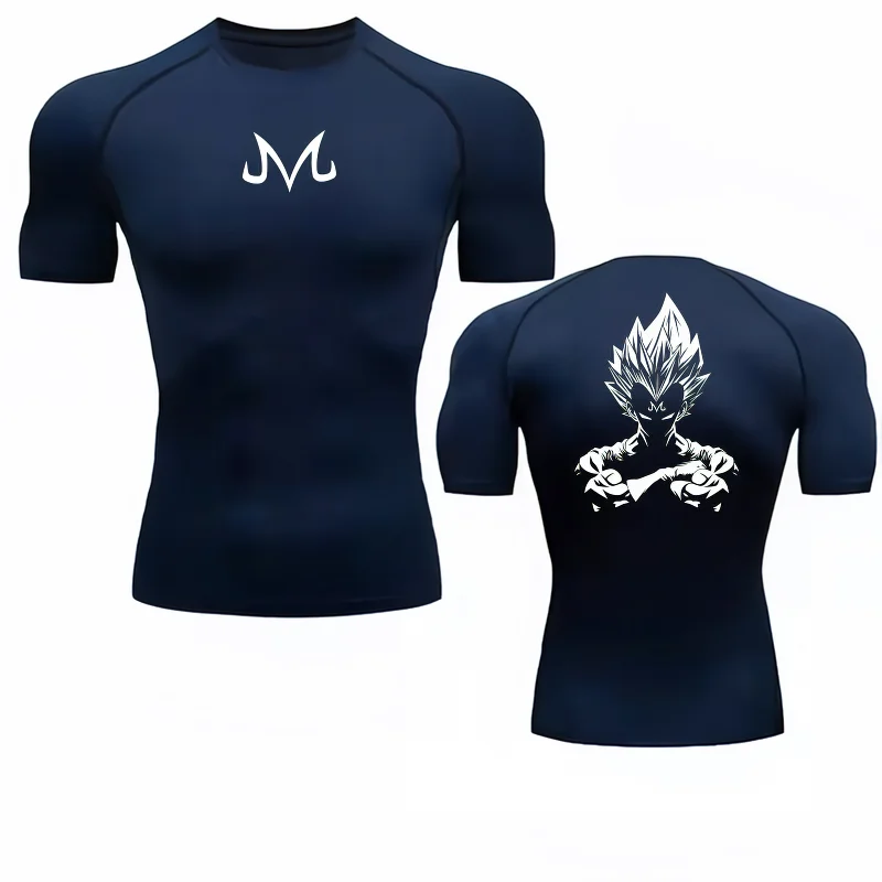 Bandai Dragon Ball Z Men T-shirt Majin Vegeta Compression Fitness Gym Quick Dry Sport T Shirt Comfortable Breathable Streetwear