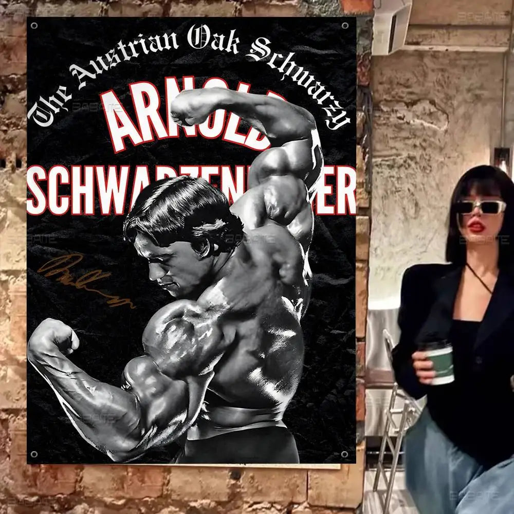 Arnold Schwarzenegger Bodybuilding Fitness Retro Flags Multiple Choice Living Studio Booth Interior Decoration Banner