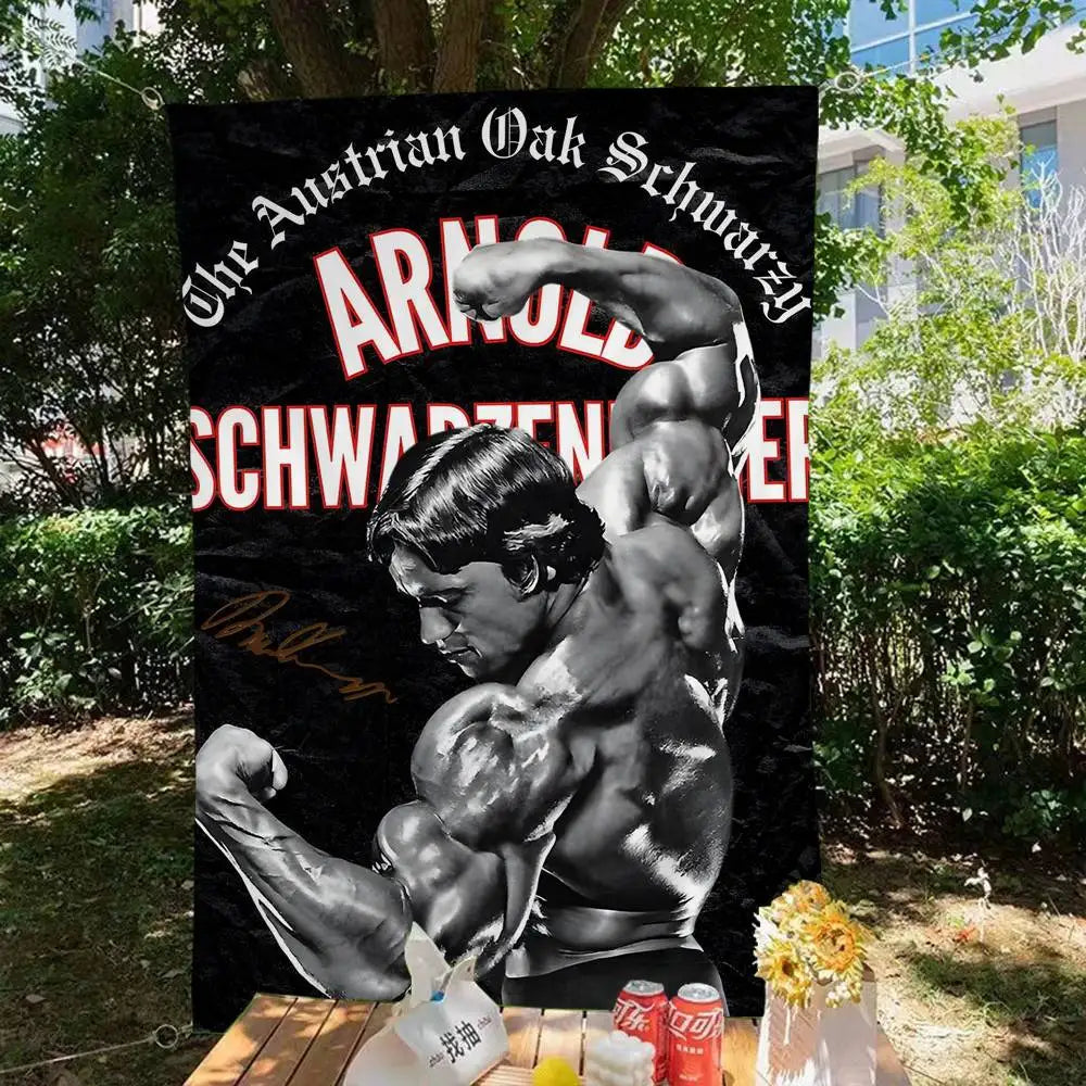 Arnold Schwarzenegger Bodybuilding Fitness Retro Flags Multiple Choice Living Studio Booth Interior Decoration Banner