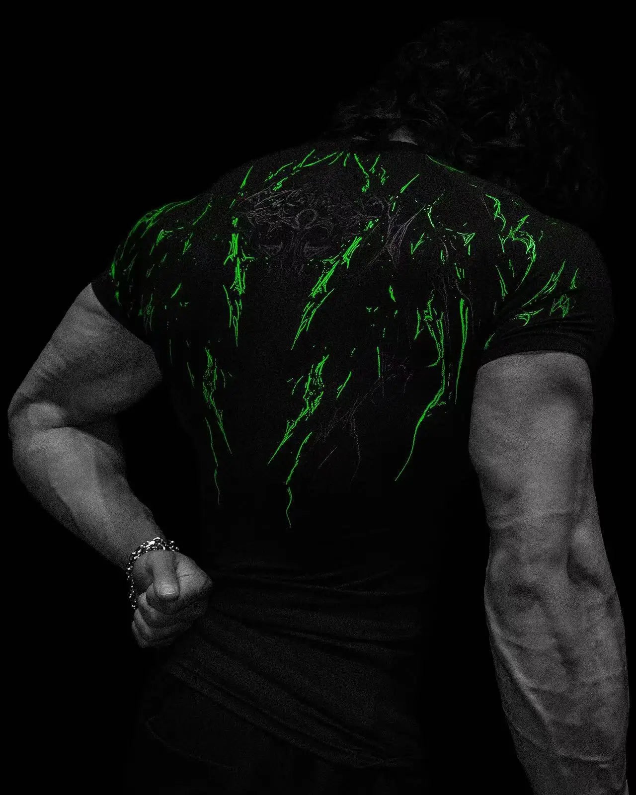 Advanced New Night Monster Gothic Style Abstract Art Muscle Totem Strength Men's Dark Functional Short Sleeve Running T-shirt