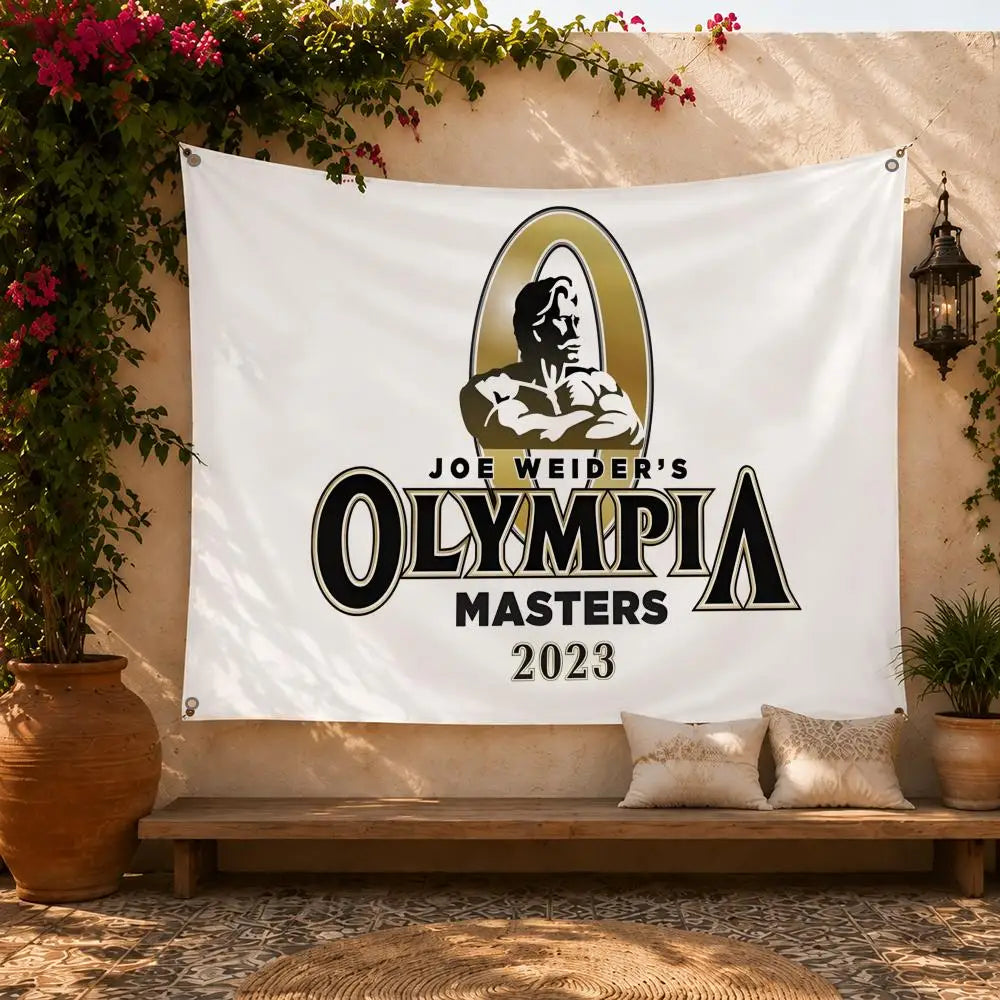 O-Olympia Fitness Flags Home Yard & Garden Decor Banner - Indoor Outdoor Wall Hanging Flag