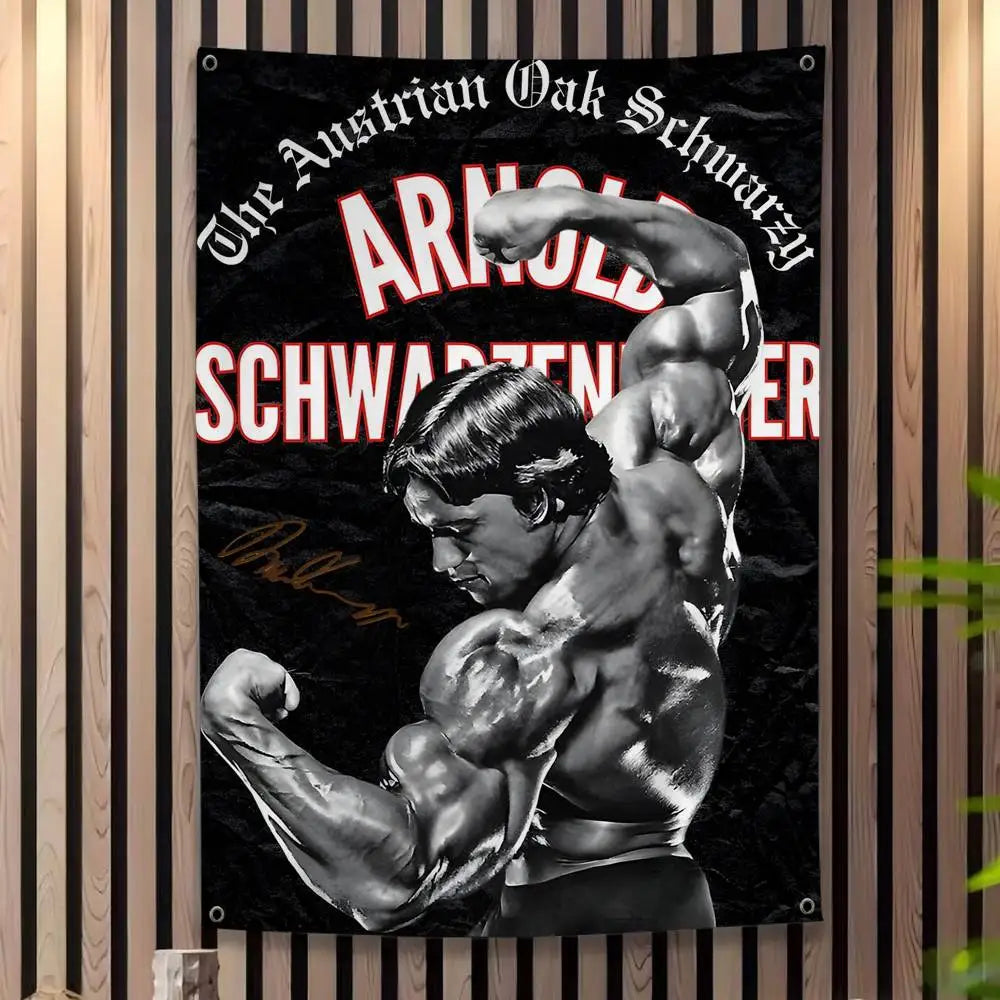 Arnold Schwarzenegger Bodybuilding Fitness Retro Flags Multiple Choice Living Studio Booth Interior Decoration Banner