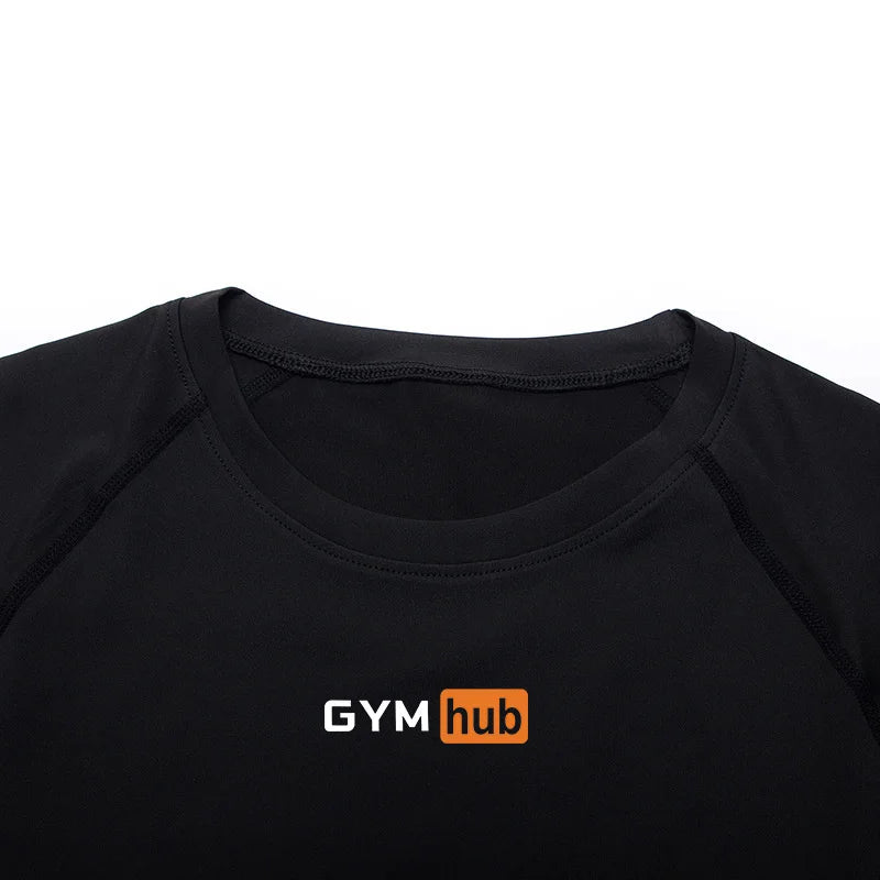 Gym Hub Printed Men's Compression T-Shirt Gym Workout Sport Quick Dry Tight Shirts Outdoor Training Fitness Elasticity Tops Tee