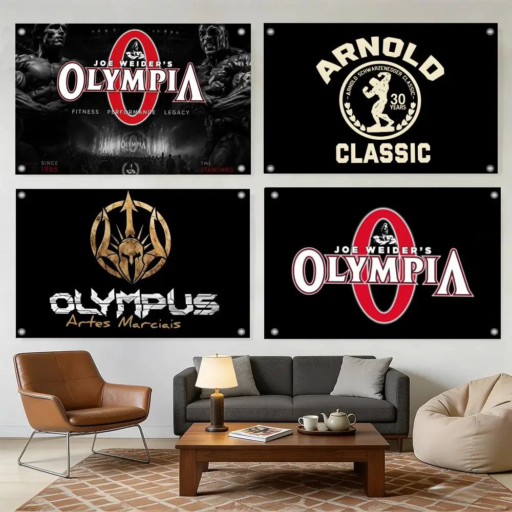 O-Olympia Fitness Flags Home Yard & Garden Decor Banner - Indoor Outdoor Wall Hanging Flag