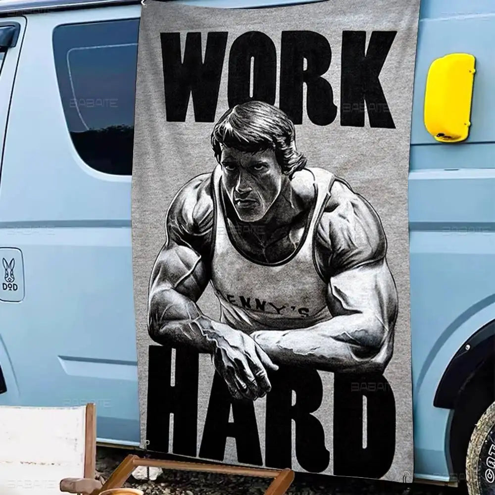 Arnold Schwarzenegger Bodybuilding Fitness Retro Flags Multiple Choice Living Studio Booth Interior Decoration Banner