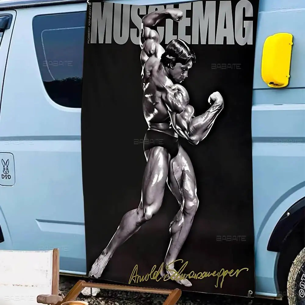 Arnold Schwarzenegger Bodybuilding Fitness Retro Flags Multiple Choice Living Studio Booth Interior Decoration Banner
