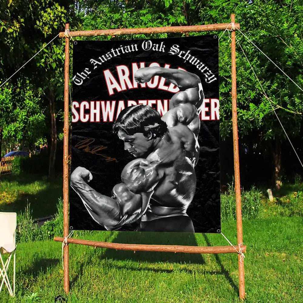 Arnold Schwarzenegger Bodybuilding Fitness Retro Flags Multiple Choice Living Studio Booth Interior Decoration Banner