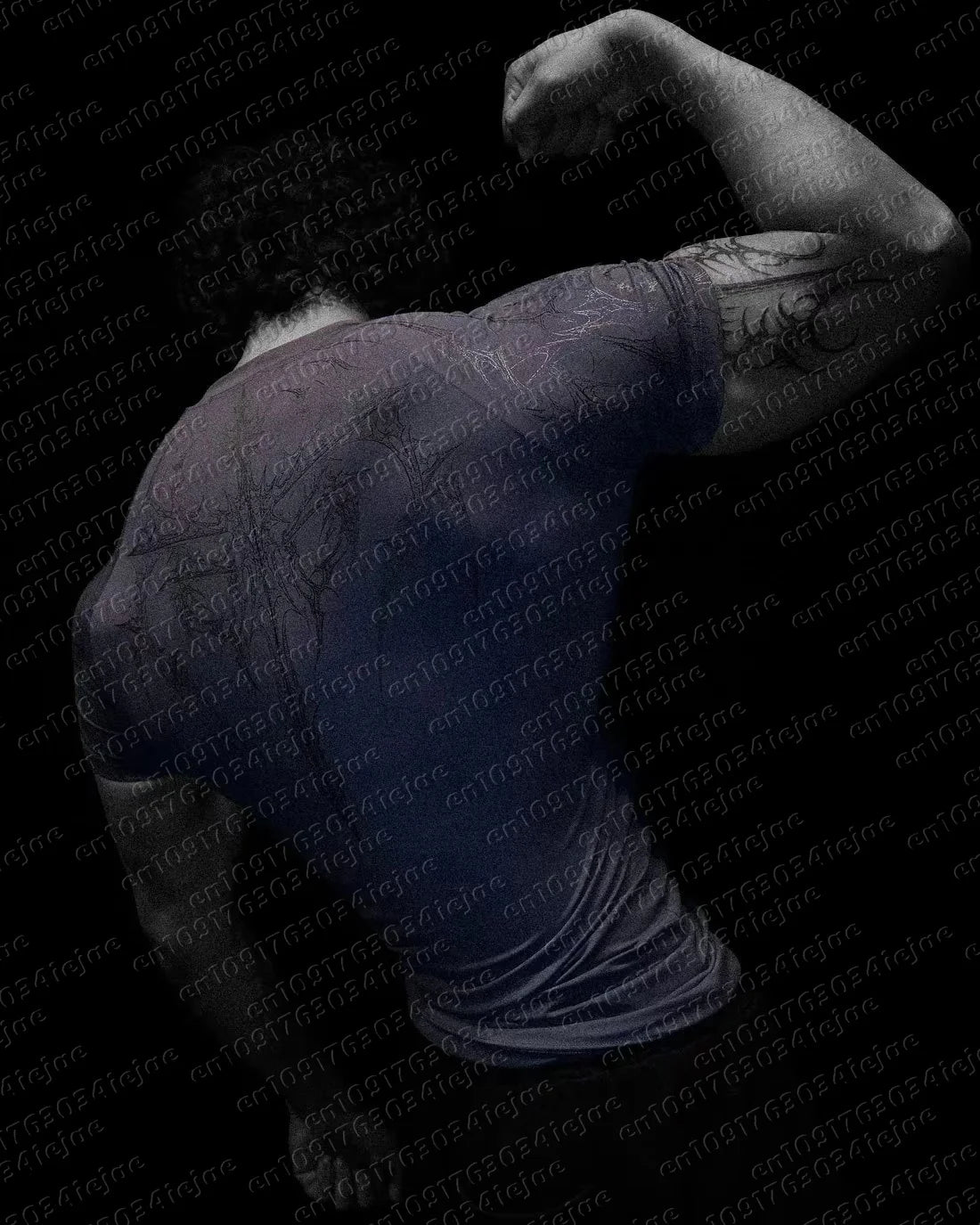 New Summer T-shirt Men's Gothic Print Muscle Tee High Elasticity and Quick Drying Exercise Bodybuilding Training Kid T-shirt