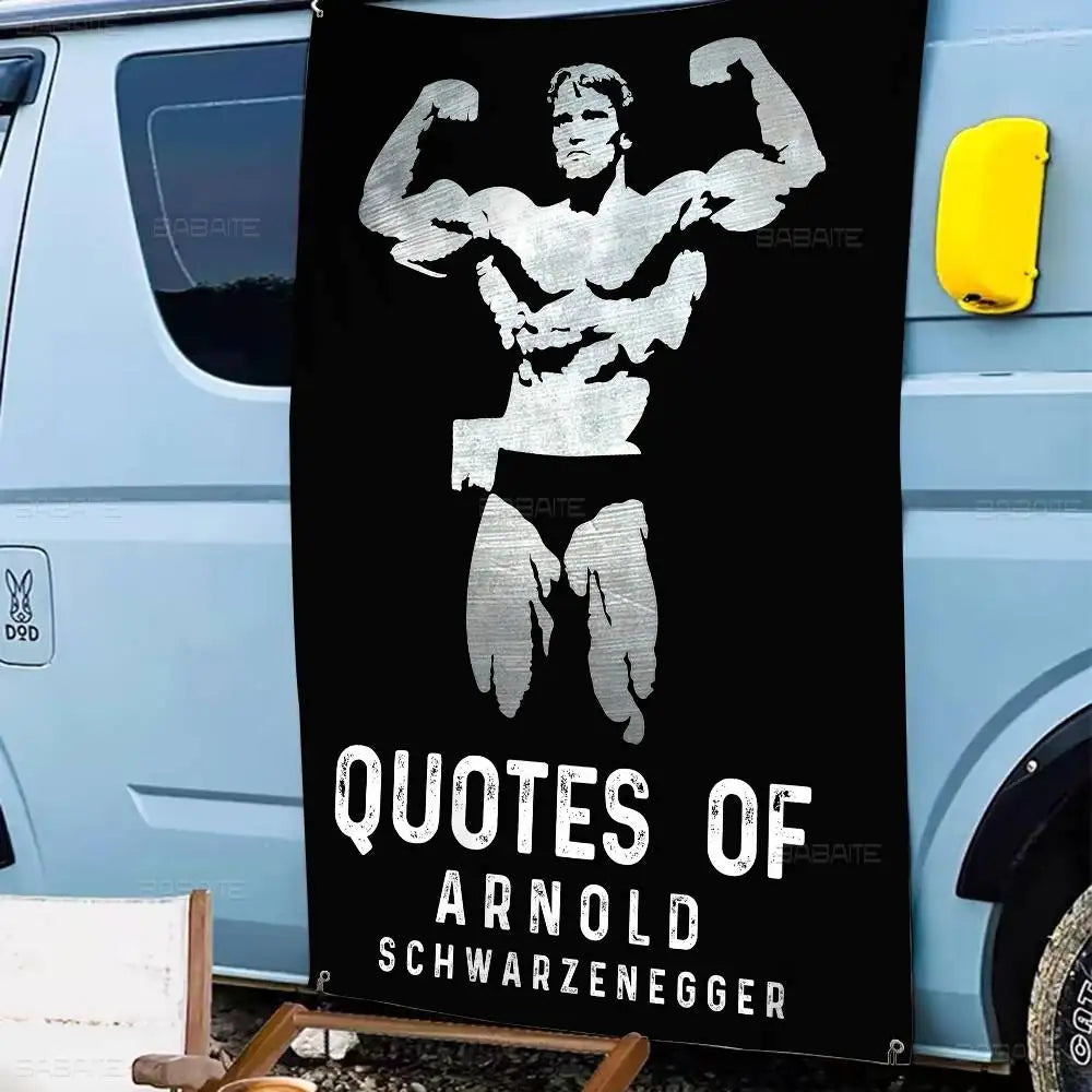 Arnold Schwarzenegger Bodybuilding Fitness Retro Flags Multiple Choice Living Studio Booth Interior Decoration Banner