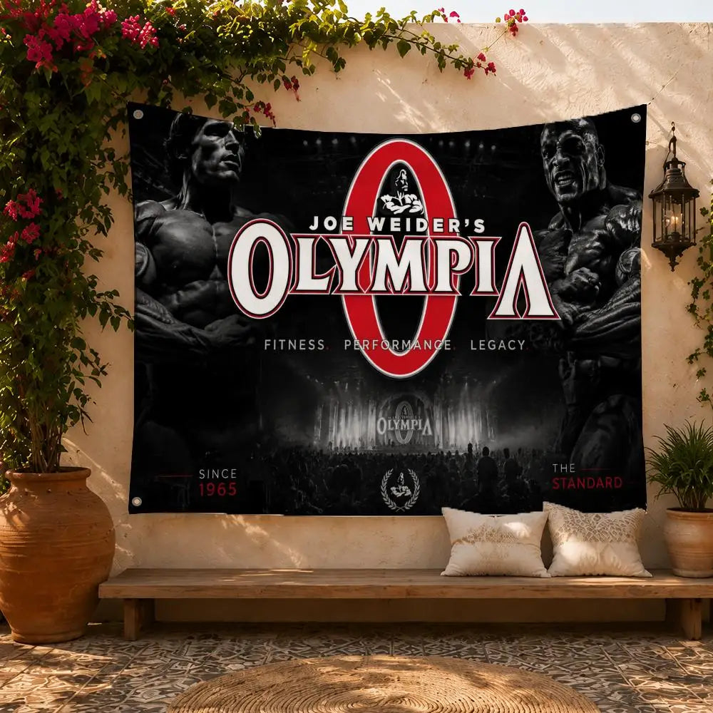 O-Olympia Fitness Flags Home Yard & Garden Decor Banner - Indoor Outdoor Wall Hanging Flag