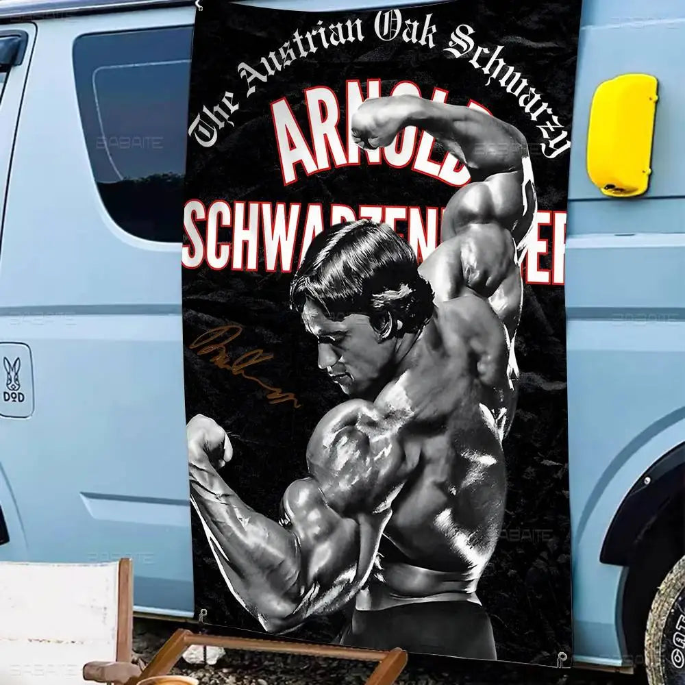 Arnold Schwarzenegger Bodybuilding Fitness Retro Flags Multiple Choice Living Studio Booth Interior Decoration Banner