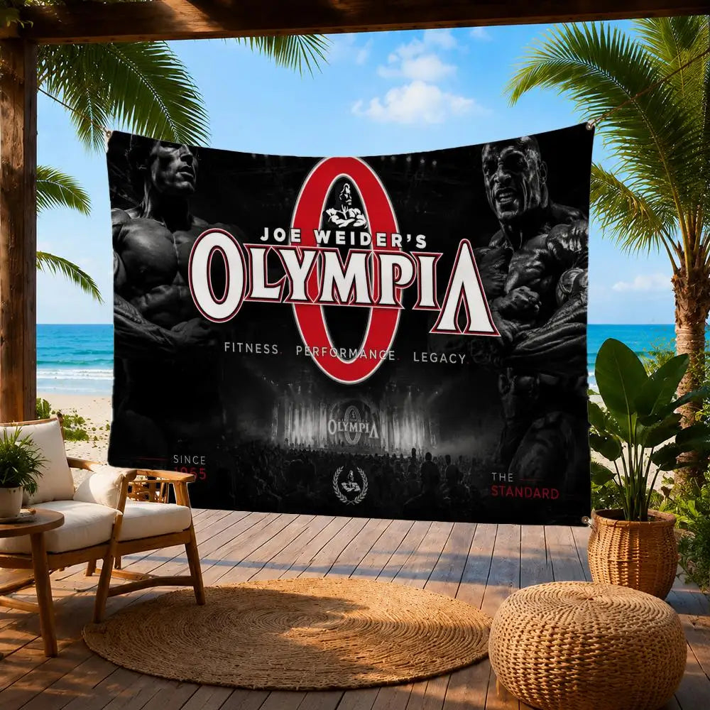 O-Olympia Fitness Flags Home Yard & Garden Decor Banner - Indoor Outdoor Wall Hanging Flag