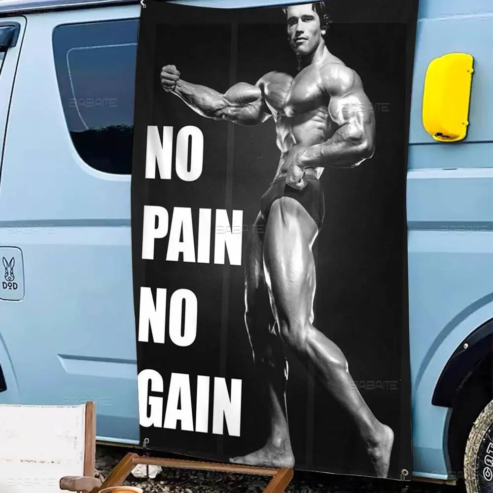 Arnold Schwarzenegger Bodybuilding Fitness Retro Flags Multiple Choice Living Studio Booth Interior Decoration Banner
